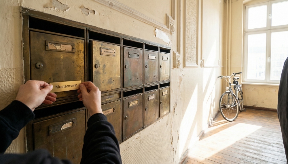 Namensschild am Briefkasten